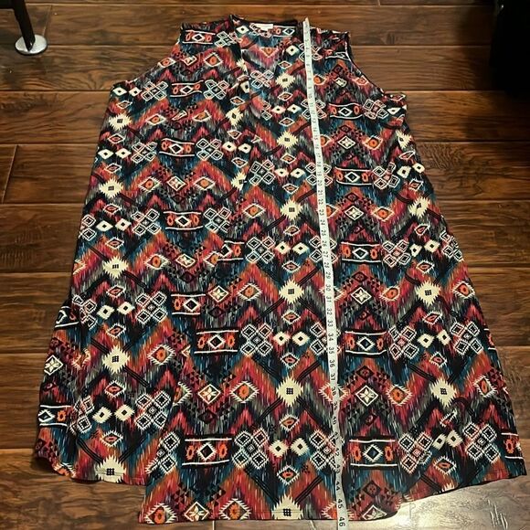Lularoe Aztec Southwestern Sleeveless Open Style Kimono Boho Festival Modern - Picture 6 of 8